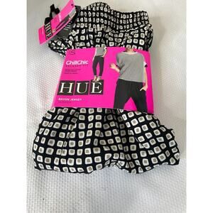 Hue Chill Chic Printed Leggings Size Small Relaxed Fit Rayon Jersey Skimmer NEW